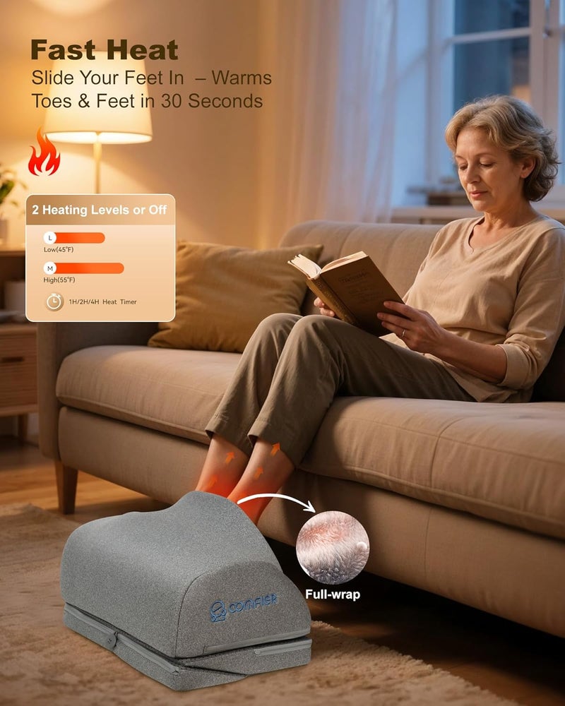 COMFIER Foot Rest Under Desk at Work with Heat,Vibration,Foot Heater Foot Warmer,3 Height Under Desk Foot Rest for Office Chair,Gaming Chair Footstool, Ergonomic Heated Footrest,Computer Desk Use - Image 5